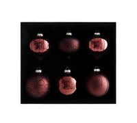 WeRChristmas Burgundy Glass Baubles, 6 Pack, 10 cm