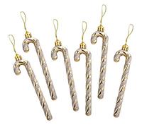 WeRChristmas Candy Cane Baubles Christmas Tree Decorations with Glitter - Gold/Silver, Pack of 6