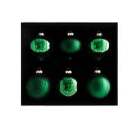 WeRChristmas Christmas Green Glass Christmas Baubles, 6 Pack, 10 Cm