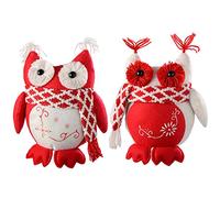 WeRChristmas Christmas Owls Decoration, 28 cm - Red/White, Set of 2