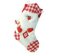 WeRChristmas Christmas Stocking with 3D Santa Claus Head in Tartan Finish, 48 cm - Red/White