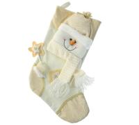 WeRChristmas Christmas Stocking with 3D Snowman Head Decoration, 48 cm - Cream/Gold