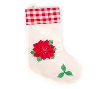 WeRChristmas Christmas Stocking with a Poinsettia Flower Finished Decoration, 48 x 26 cm - Red/White