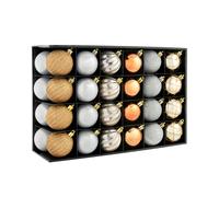 WeRChristmas Shatterproof Luxury Christmas Tree Baubles - 48-Piece, Bronze/Silver/Gold