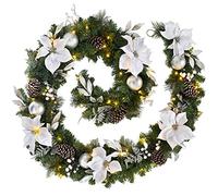 WeRChristmas Extra-Thick Decorated Pre-Lit Garland with 80 LED Lights