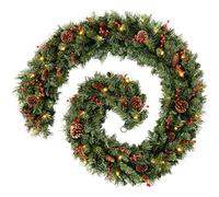 WeRChristmas Extra Thick Pre-Lit Multi-Function Garland with 80 Warm LED Lights, Plain, 9 feet