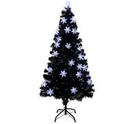 WeRChristmas Fibre Optic Christmas Tree with Snowflake Decorations, 5 ft/1.5 m - Black