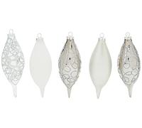 WeRChristmas Glass Baubles, Black/White, 5-Piece