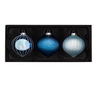 WeRChristmas Glass Baubles, Blue, 3-Piece