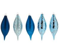 WeRChristmas Glass Baubles, Blue, 5-Piece