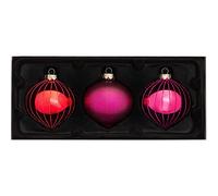 WeRChristmas Glass Baubles, Red/Purple, 3-Piece