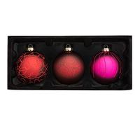 WeRChristmas Glass Baubles, Red/Purple, 3-Piece