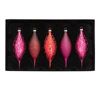 WeRChristmas Glass Baubles, Red/Purple, 5-Piece