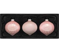 WeRChristmas Glass Christmas Tree Onion Baubles, Baby Pink, 11 cm