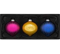 WeRChristmas Glass Christmas Tree Onion Baubles, Multi-Colour, 11 cm