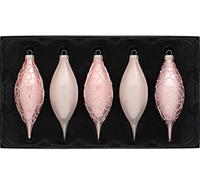 WeRChristmas Glass Christmas Tree Teardrop Baubles, Baby Pink, 15 cm