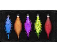 WeRChristmas Glass Christmas Tree Teardrop Baubles, Multi-Colour, 15 cm