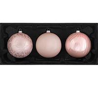 WeRChristmas Glass Christmas Tree Traditional Baubles, Baby Pink, 11 cm