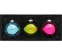 WeRChristmas Glass Christmas Tree Traditional Baubles, Multi-Colour, 11 cm