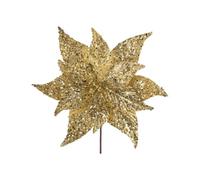 WeRChristmas Gold Sequin Artificial Poinsettia Flower, 30cm