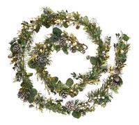 Werchristmas Green Pre-Lit Frosted Eucalyptus Garland 9 Ft