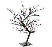 WeRChristmas Illuminated Cherry Blossom Tree with 96-LED Brown Trunk and Branches, 2 feet/60 cm - Multi-Colour