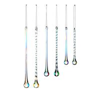 WeRChristmas Iridescent Teardrop Glass Icicles - Set of 6 Christmas Tree Decorations, 15-25cm - Spiral & Smooth Designs