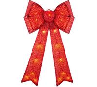 WeRChristmas Large Christmas Bow Decoration with 25 Chasing Warm LED Lights, Multi-Colour, 1cm