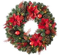 WeRChristmas Luxury Pre-Lit Decorated Wreath with 50 LED Lights