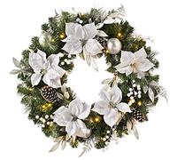WeRChristmas Luxury Pre-Lit Decorated Wreath with 50 LED Lights
