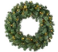 WeRChristmas Luxury Pre-Lit Plain Wreath with 50 LED Lights & Timer Function, Multi-Colour, 2.5 feet/75cm