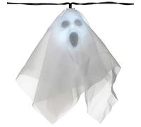 WeRChristmas Mesh Fabric Shades Halloween Decoration with 10-LED Skull - White