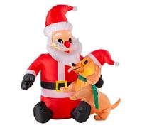 Werchristmas Multicolour Pre-Lit Inflatable Santa With Dog 4 Ft