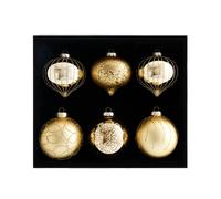 WeRChristmas Pale Gold Glass Baubles, 6 Pack, 10 cm