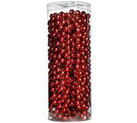 WeRChristmas Plastic Shiny Beaded Garland Tinsel Christmas Tree Decoration, 7.2 m - Red