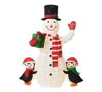 WeRChristmas Pre Lit 3D Snowman And Penguin Silhouette 100Cm