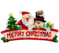 WeRChristmas Pre-Lit 45 cm Merry Santa Snowman Merry Christmas Double Sided Window Silhouette Decoration