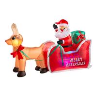 WeRChristmas Pre-Lit Animated Inflatable Santa with Sleigh, Multi-Colour