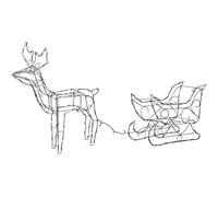 WeRChristmas Pre-Lit Animated Multi-Function Reindeer and Sleigh Silhouette, 80 cm - Bright White