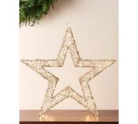 WeRChristmas Pre-Lit Beaded Gold Star, 50 Cm, 300 Warm White Micro Leds With Timer