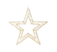 WeRChristmas Pre-Lit Beaded Gold Star - 50 cm Decoration with 300 Warm White Micro LEDs and Timer
