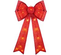 WeRChristmas Large Christmas Bow Decoration with 25 Chasing Warm LED Lights, Multi-Colour, 1cm