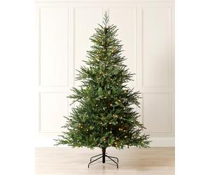 WeRChristmas Pre Lit Christmas Tree 10ft Realistic, Warm White LEDs | Warm White LED Pre Lit Christmas Tree, Over 6,800 Mixed PE & PVC Tips, 1,050 LEDs, 8 Light Modes, 3m