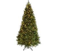 WeRChristmas Pre-Lit Craford Christmas Tree with Pinecones & 400 Chasing Warm LED Lights, 6 feet/1.8m