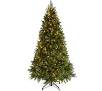 WeRChristmas Pre-Lit Craford Christmas Tree with Pinecones & 500 Chasing Warm LED Lights, 7 feet/2.1m