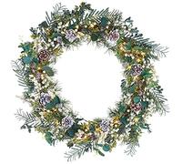 WeRChristmas Pre-Lit Decorated Eucalyptus Wreath, 50 Warm White LED Lights