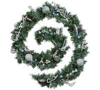 WeRChristmas Pre-Lit Decorated Garland Illuminated with 40 Cold White LED Lights, Silver Ice, 9 feet