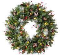 WeRChristmas Pre-Lit Decorated Wreath with 40 LED Lights, Green, 2 feet/60cm