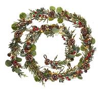WeRChristmas Pre-Lit Eucalyptus Garland, 55 Warm White LED Lights, Green, 9 ft / 2.7 m