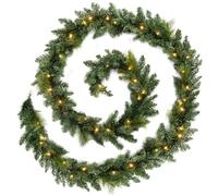 WeRChristmas Pre-Lit Extra Long Garland Illuminated with 80 Warm LED Lights, Green, 18 feet